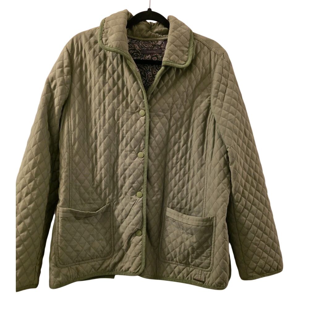 Liz Claiborne Green Quilted Barn Jacket Women's XL Boho Heritage Cropped